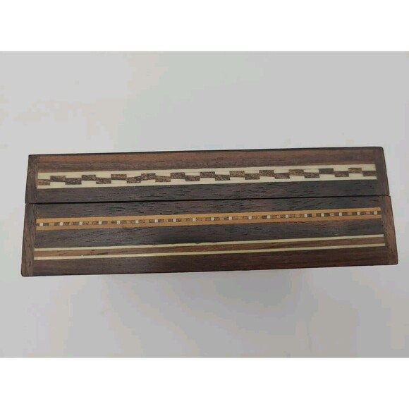Trinket Box Elephant Tree Wooden Carved Inlaid 5" Box Trinket Box Lined - Picture 5 of 11